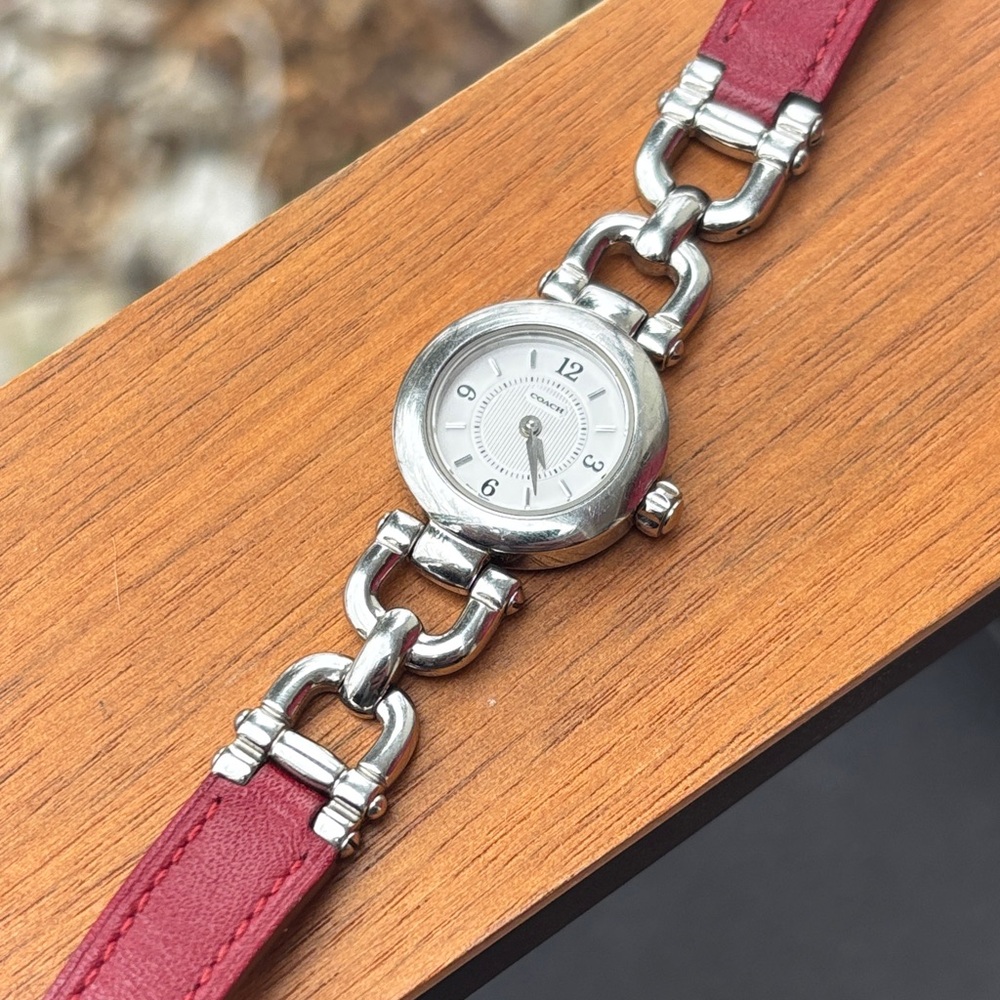 Coach Watch with Burgundy Leather Strap